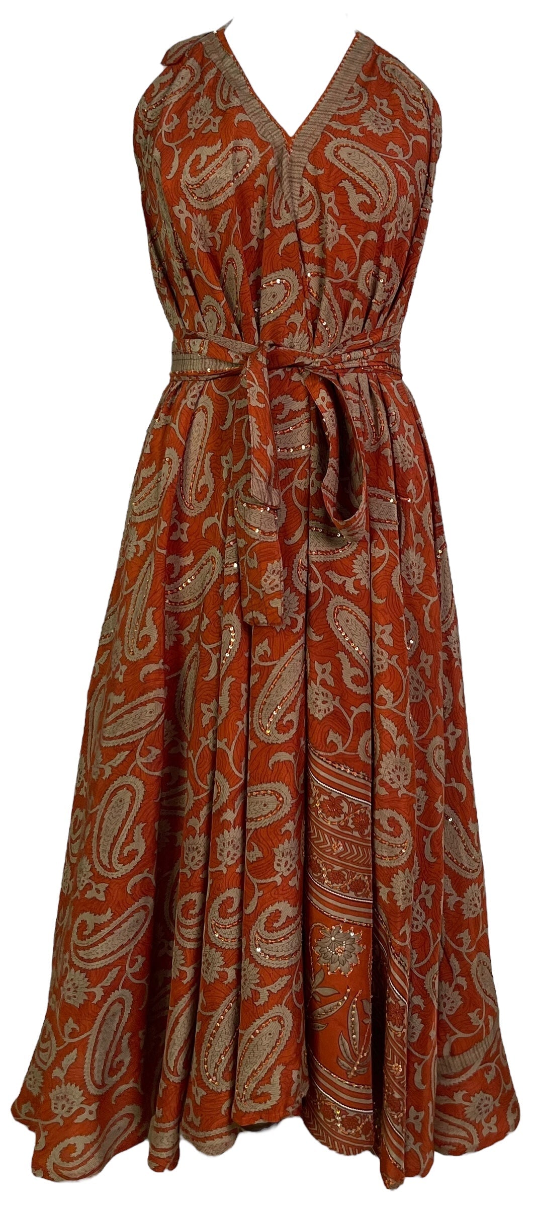 Robe longue en pure soie avec ceinture PRC7235 Avatar