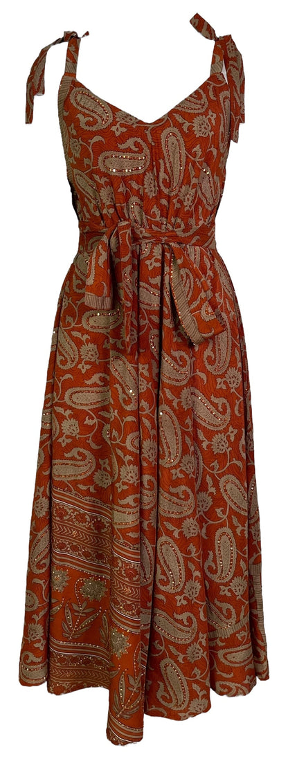 Robe longue en pure soie avec ceinture PRC7235 Avatar
