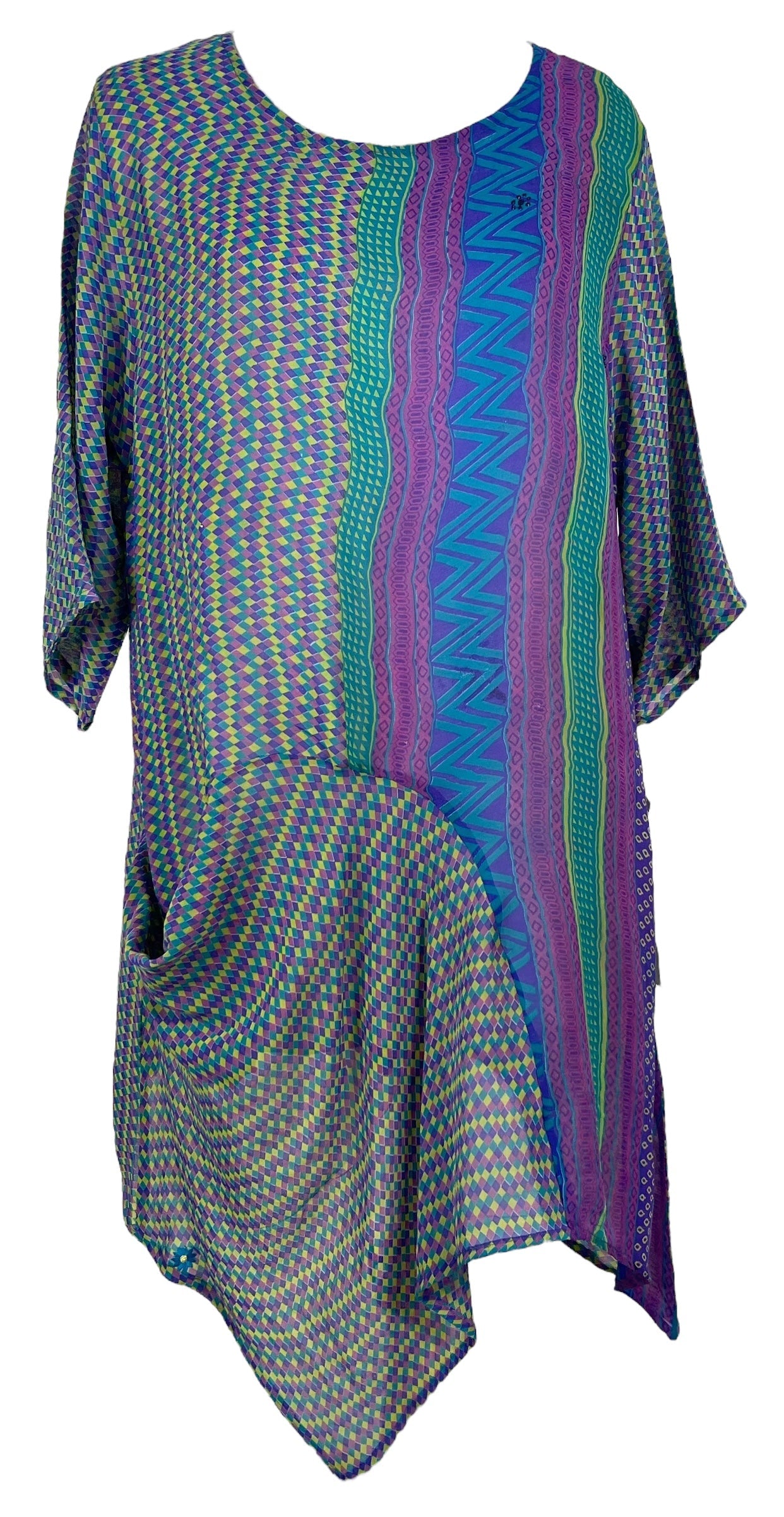 PRG6813 Robe Tunique Transparente en Soie Pure avec Poches Avatar