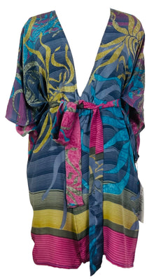 Veste PRC7510 à manches kimono en pure soie avec ceinture