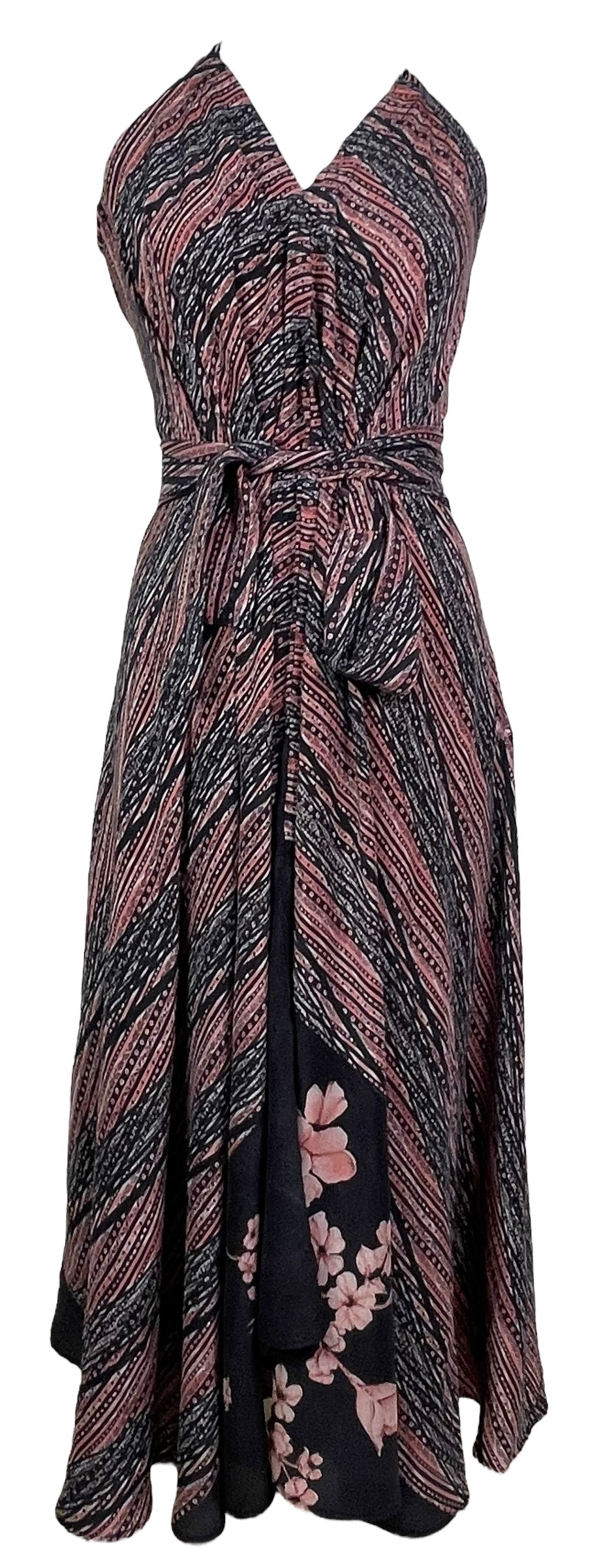 Robe longue PRC7681 Avatar en pure soie avec ceinture