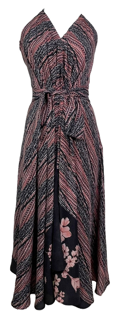 Robe longue PRC7681 Avatar en pure soie avec ceinture