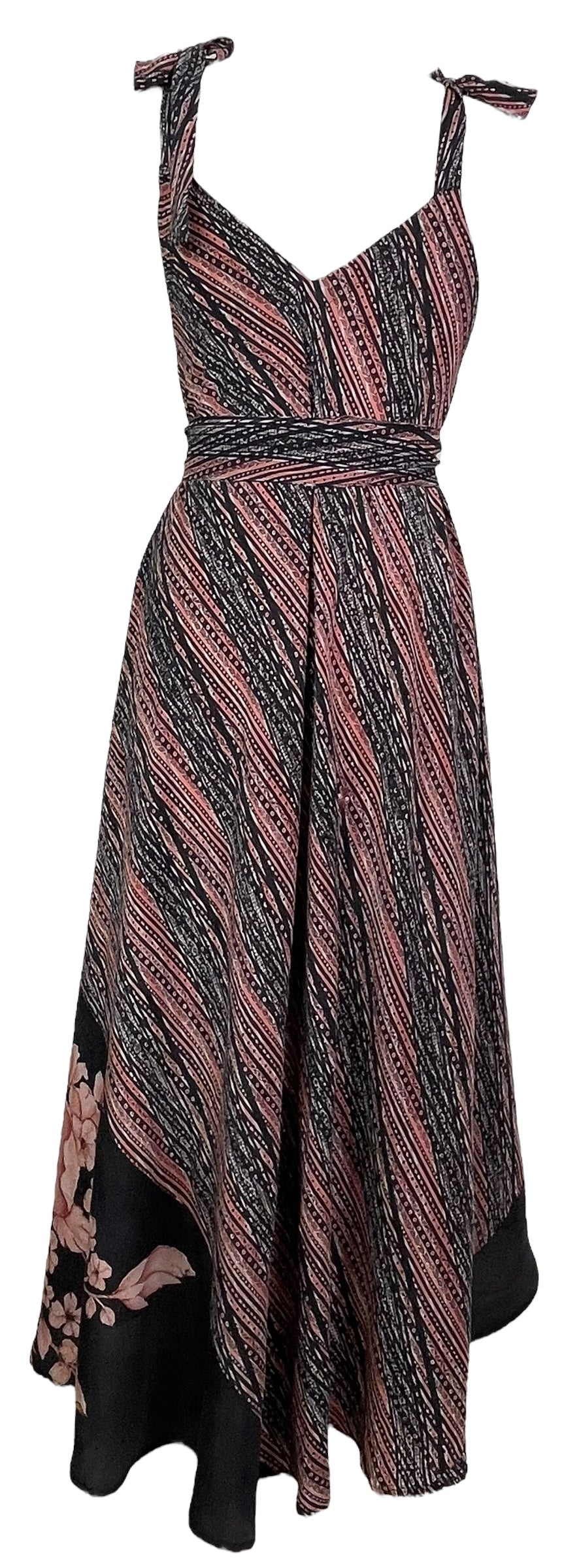 Robe longue PRC7681 Avatar en pure soie avec ceinture