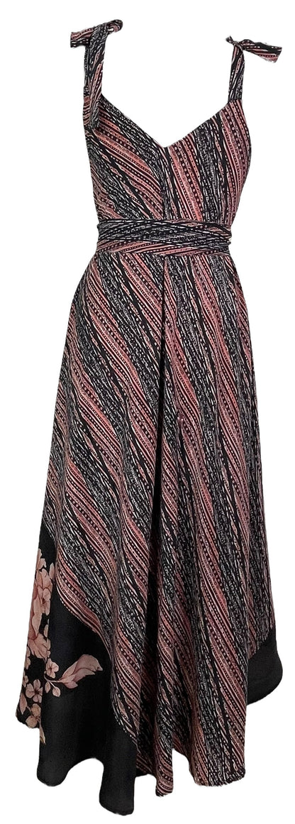 Robe longue PRC7681 Avatar en pure soie avec ceinture