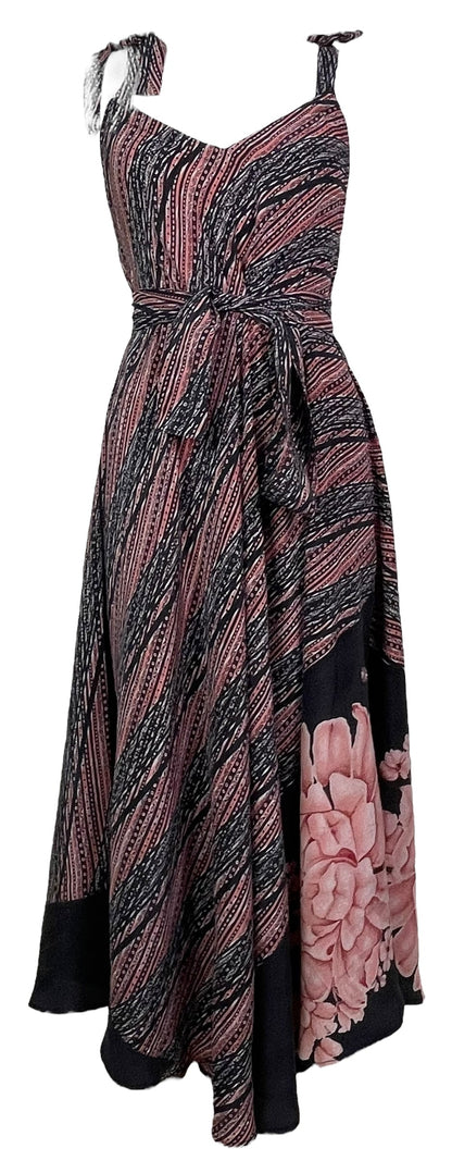 Robe longue PRC7681 Avatar en pure soie avec ceinture