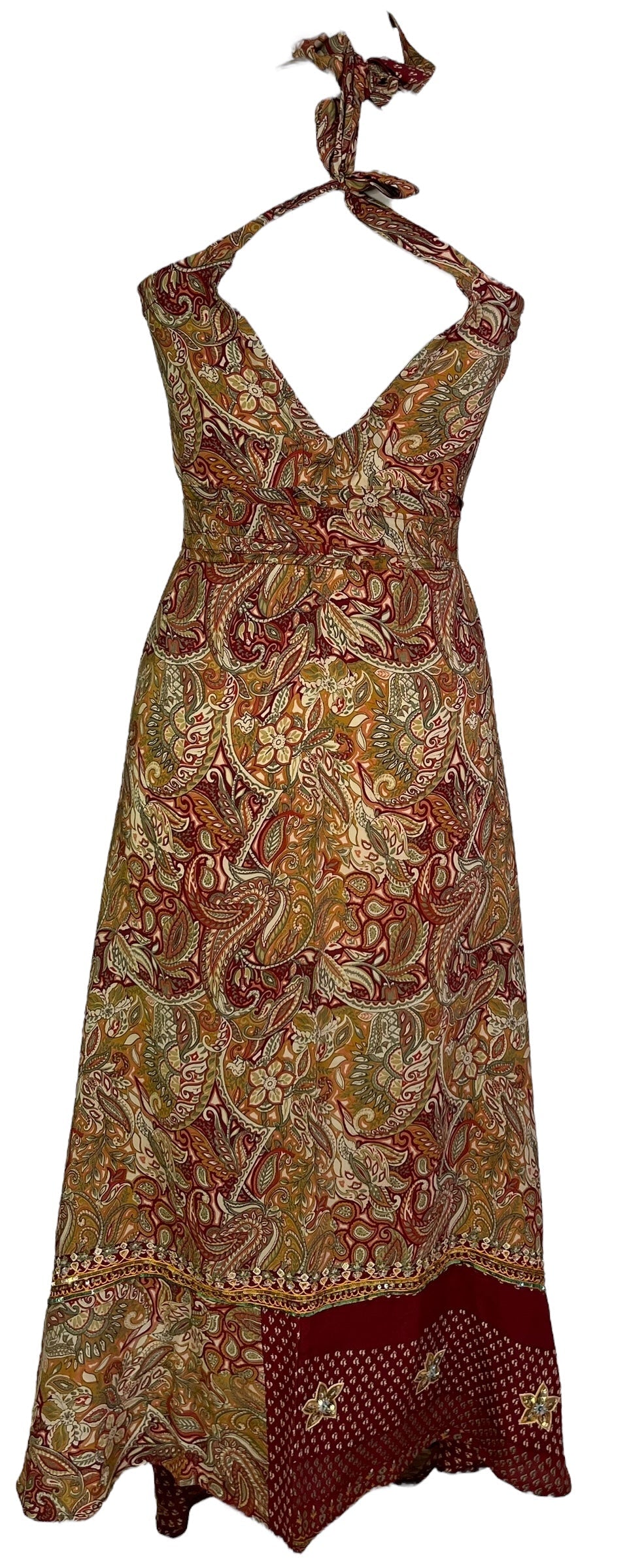 PRC7245 Robe longue en pure soie Avatar avec ceinture