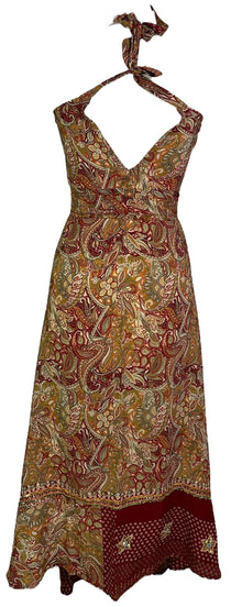 PRC7245 Robe longue en pure soie Avatar avec ceinture