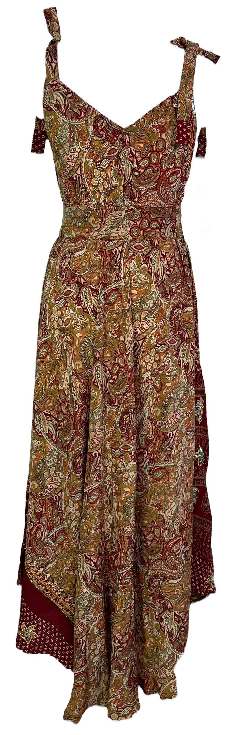 PRC7245 Robe longue en pure soie Avatar avec ceinture