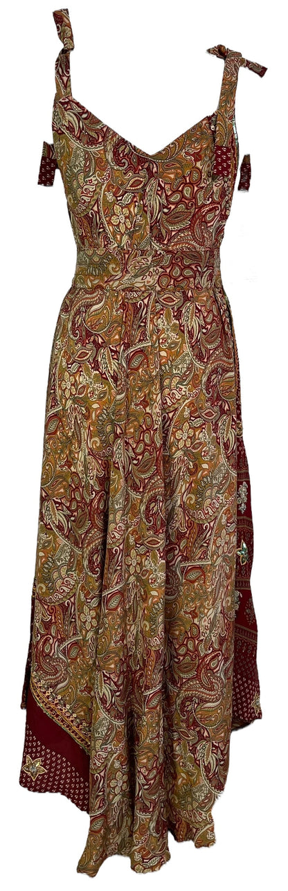 PRC7245 Robe longue en pure soie Avatar avec ceinture