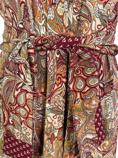 PRC7245 Robe longue en pure soie Avatar avec ceinture