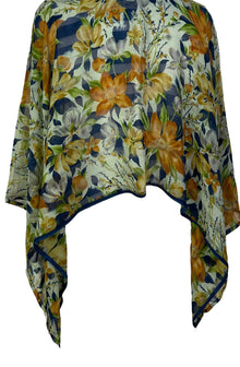 PRG6614 Poncho Capelet en Pure Soie Transparente