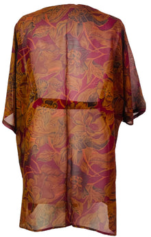 PRG7196 Veste à manches kimono en pure soie Sheer Avatar avec ceinture