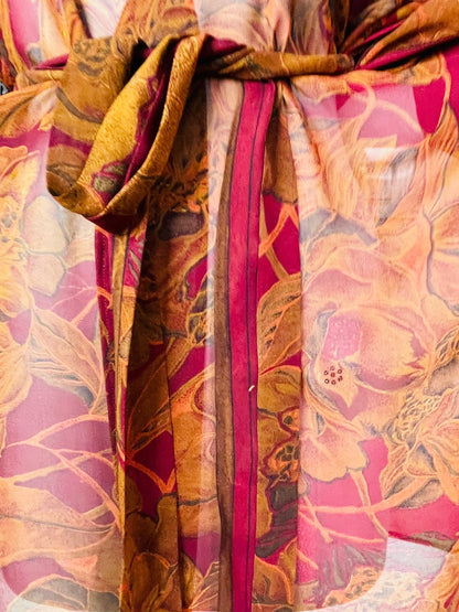 PRG7196 Sheer Avatar Pure Silk Kimono-Sleeved Jacket with Belt