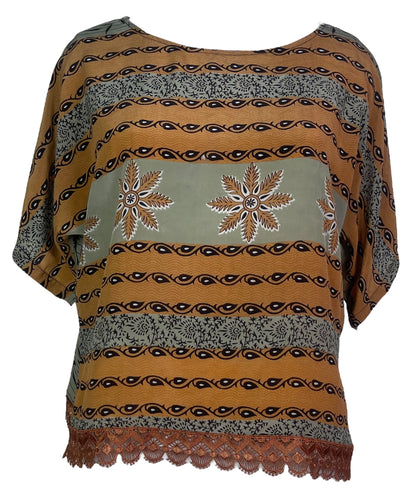 PRC5383 Avatar Pure Silk Side Slit Top