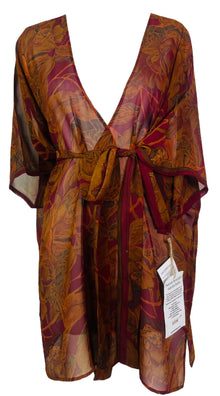 PRG7196 Veste à manches kimono en pure soie Sheer Avatar avec ceinture