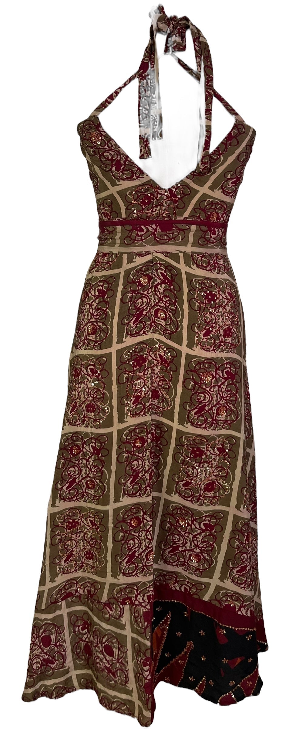 PRC7229 Robe longue en pure soie Avatar avec ceinture