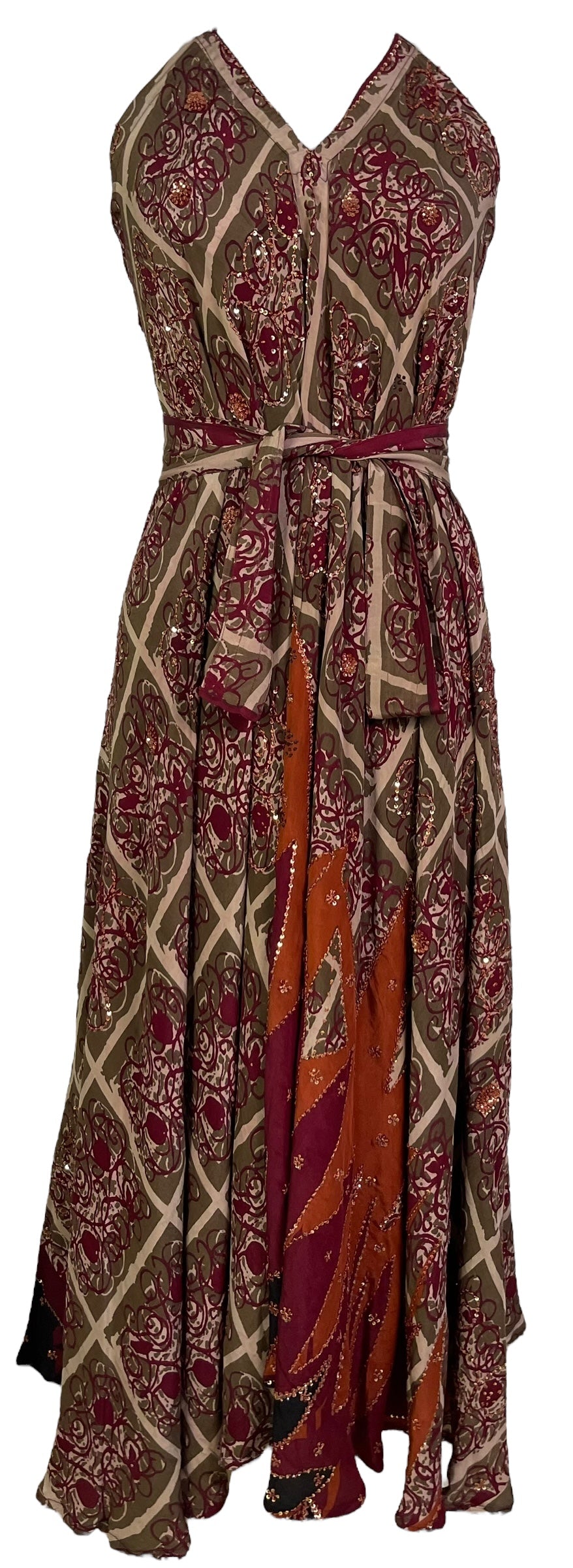 PRC7229 Robe longue en pure soie Avatar avec ceinture