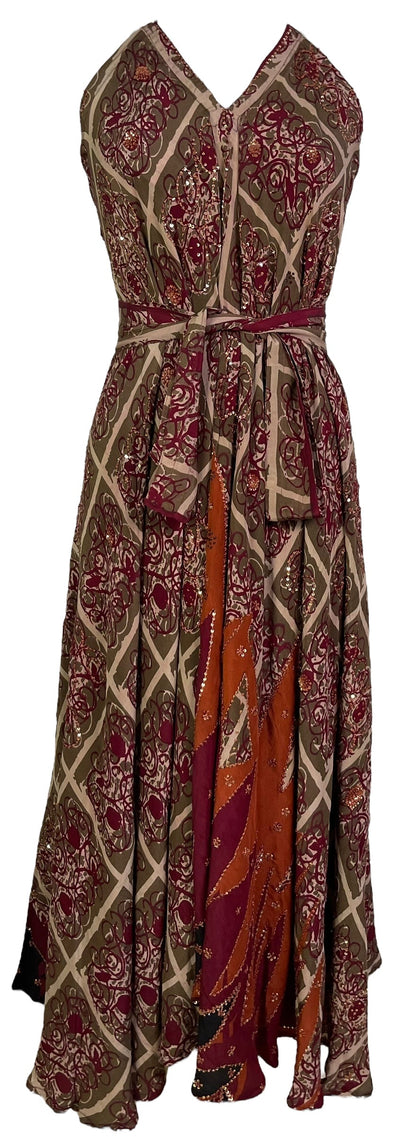 PRC7229 Robe longue en pure soie Avatar avec ceinture