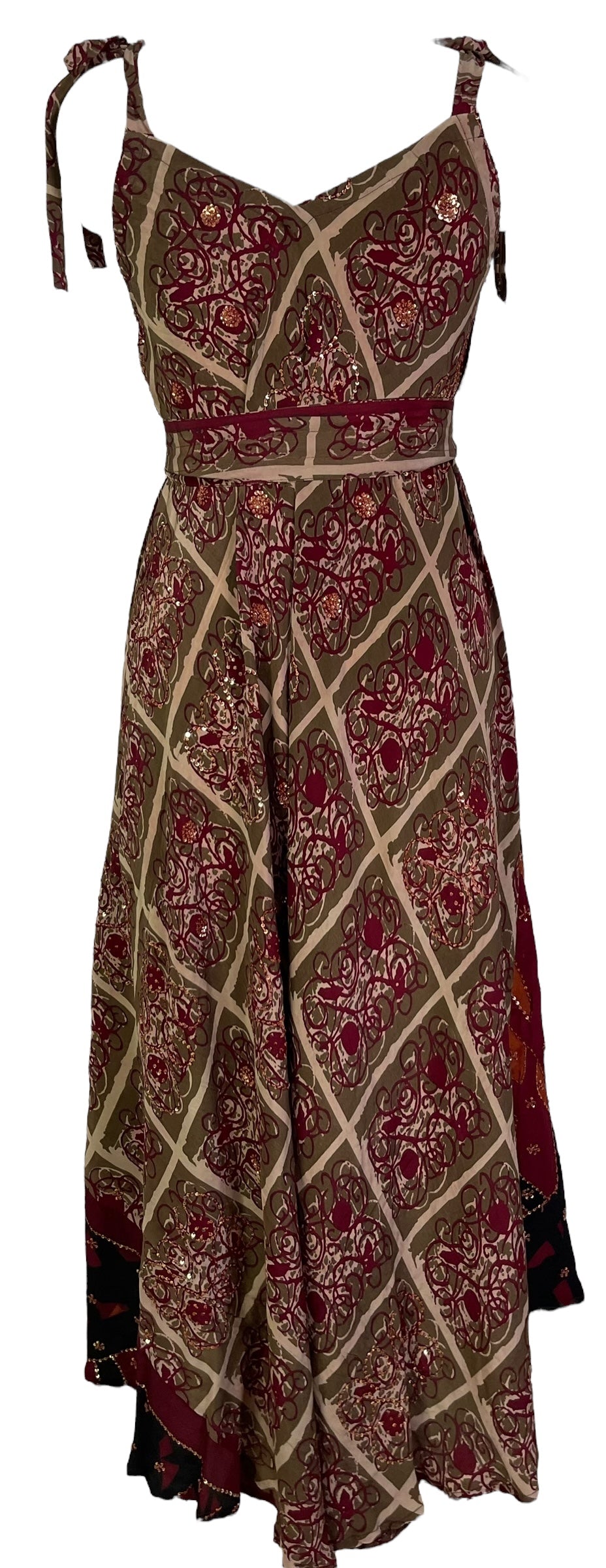 PRC7229 Robe longue en pure soie Avatar avec ceinture