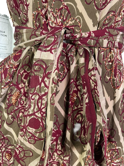 PRC7229 Robe longue en pure soie Avatar avec ceinture