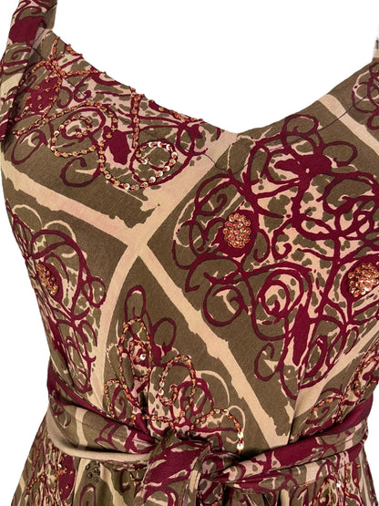 PRC7229 Robe longue en pure soie Avatar avec ceinture