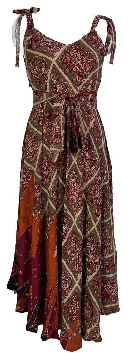 PRC7229 Robe longue en pure soie Avatar avec ceinture