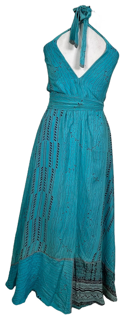 PRC7670 Robe longue en pure soie Avatar avec ceinture