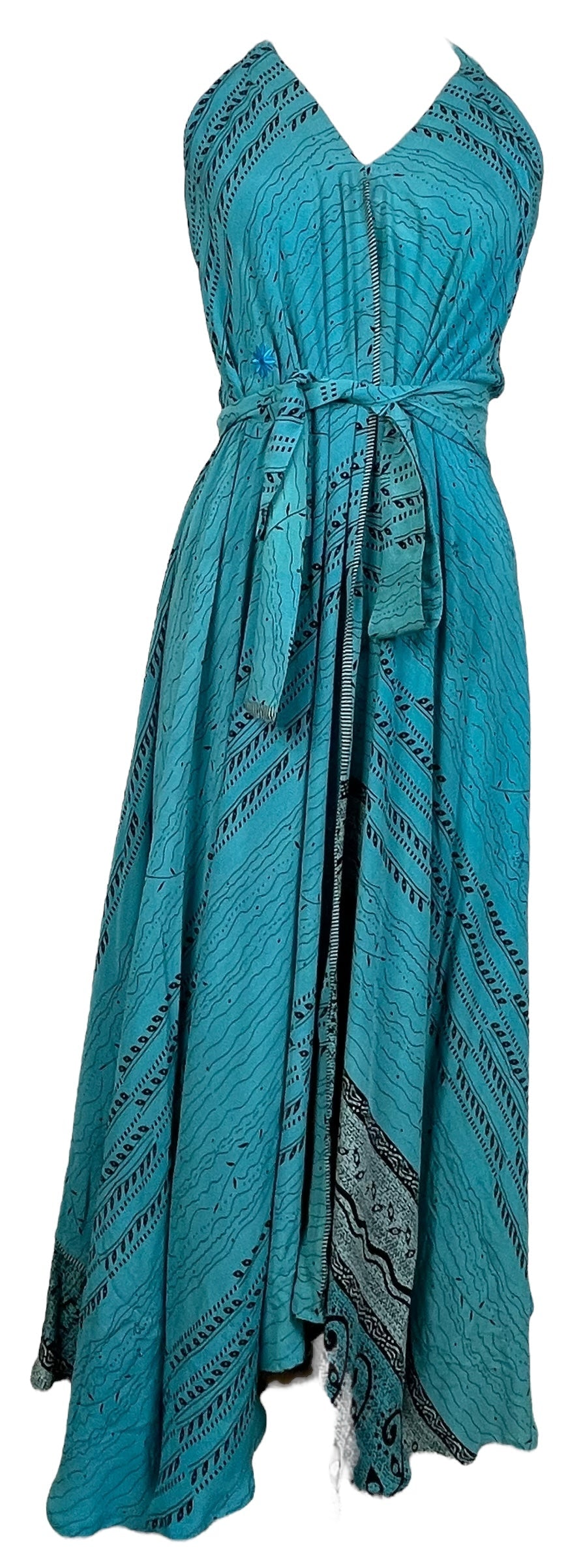 PRC7670 Robe longue en pure soie Avatar avec ceinture