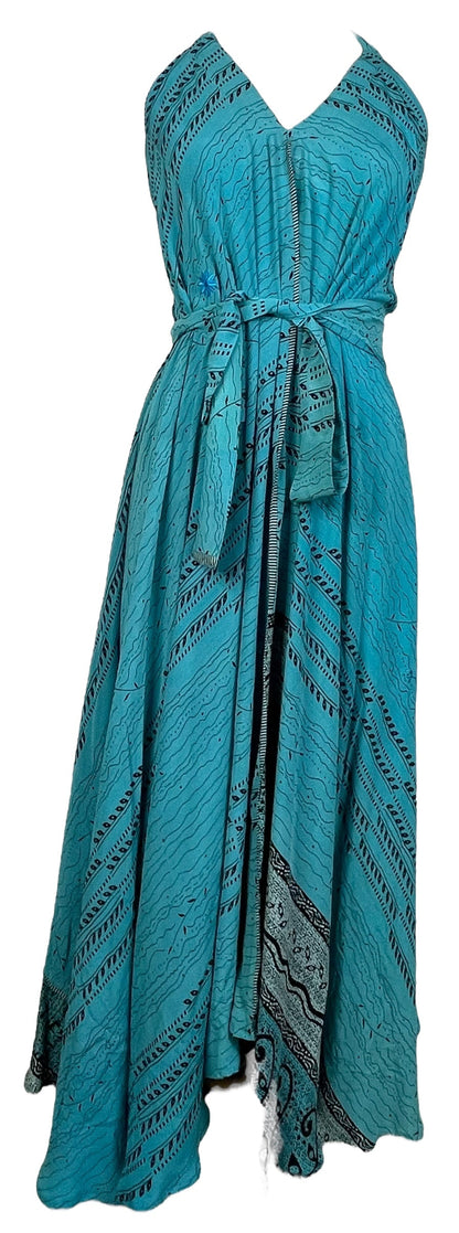 PRC7670 Robe longue en pure soie Avatar avec ceinture
