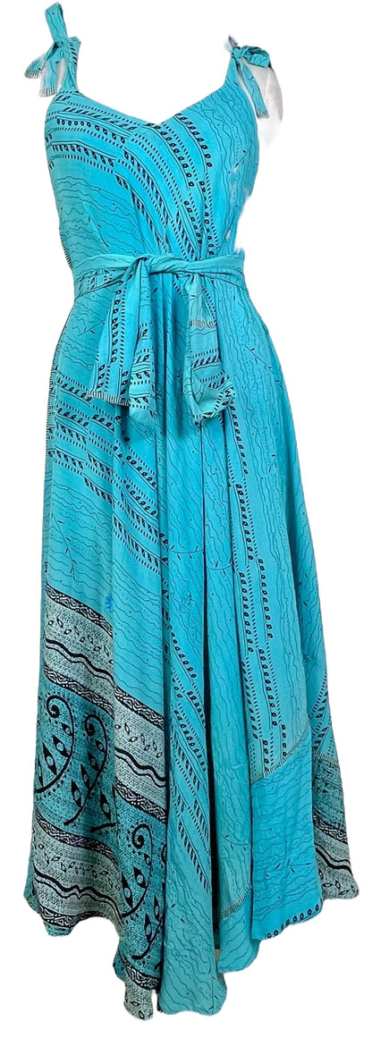 PRC7670 Robe longue en pure soie Avatar avec ceinture