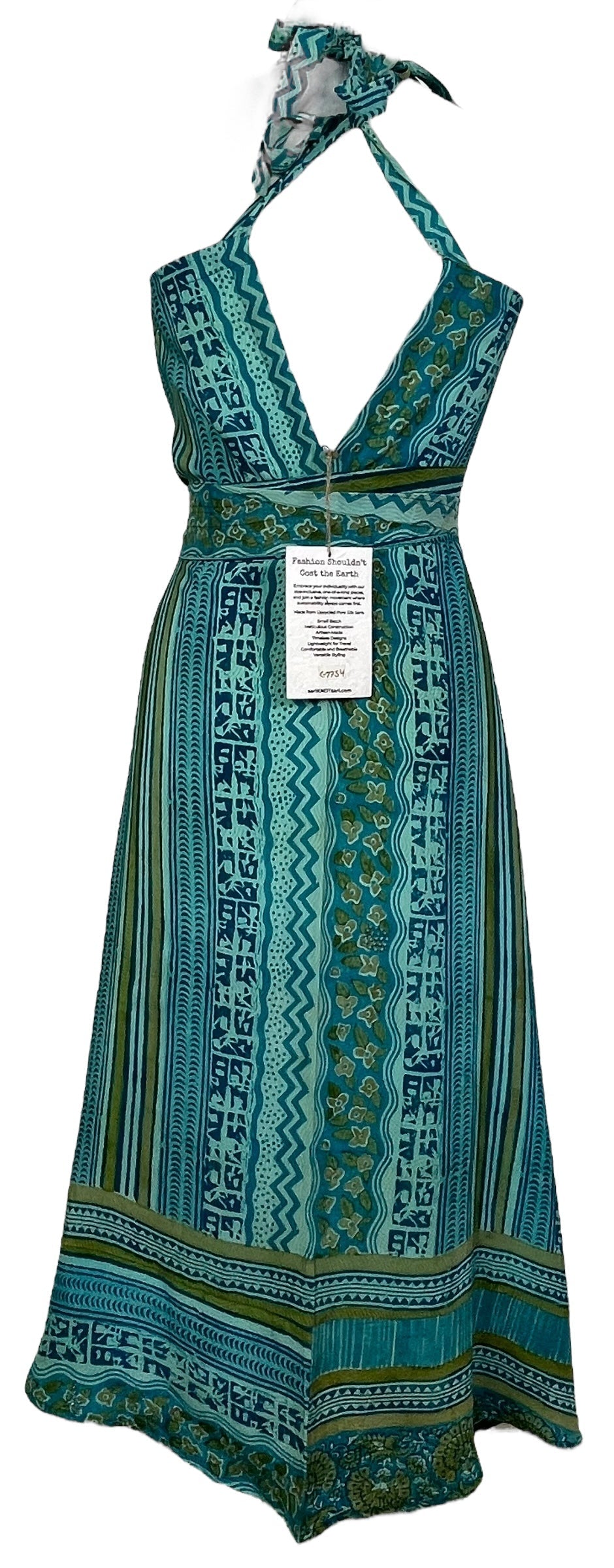 PRC7754 Robe longue en pure soie Avatar avec ceinture