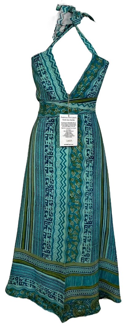 PRC7754 Robe longue en pure soie Avatar avec ceinture