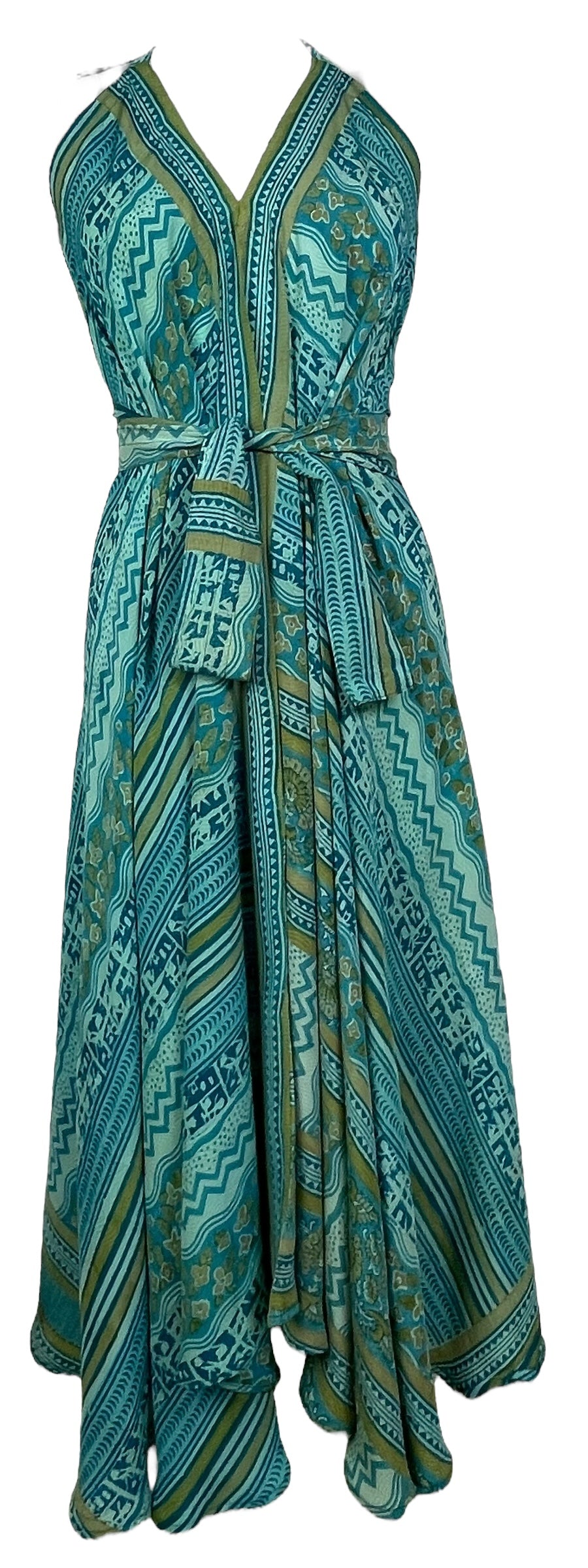 PRC7754 Robe longue en pure soie Avatar avec ceinture