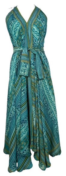 PRC7754 Robe longue en pure soie Avatar avec ceinture