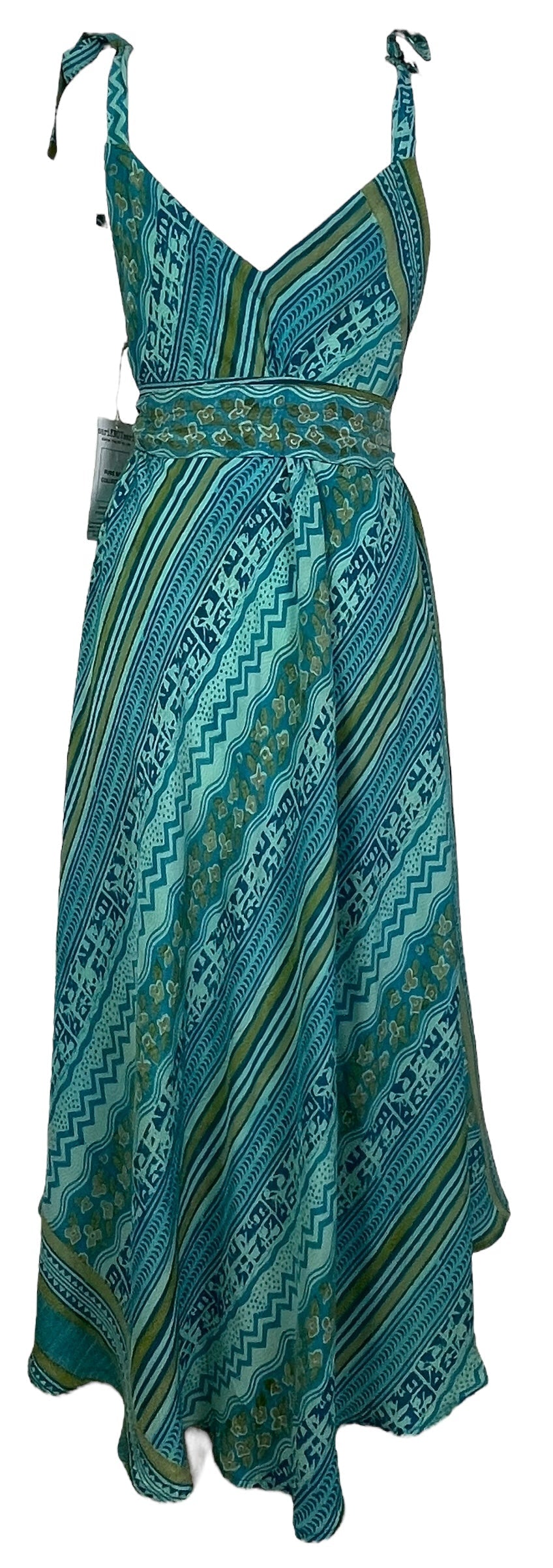 PRC7754 Robe longue en pure soie Avatar avec ceinture