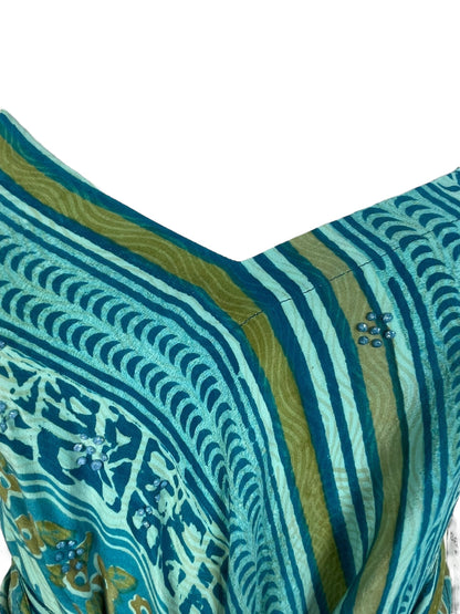 PRC7754 Robe longue en pure soie Avatar avec ceinture