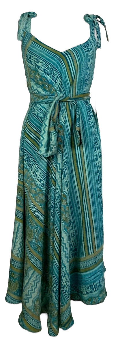 PRC7754 Robe longue en pure soie Avatar avec ceinture