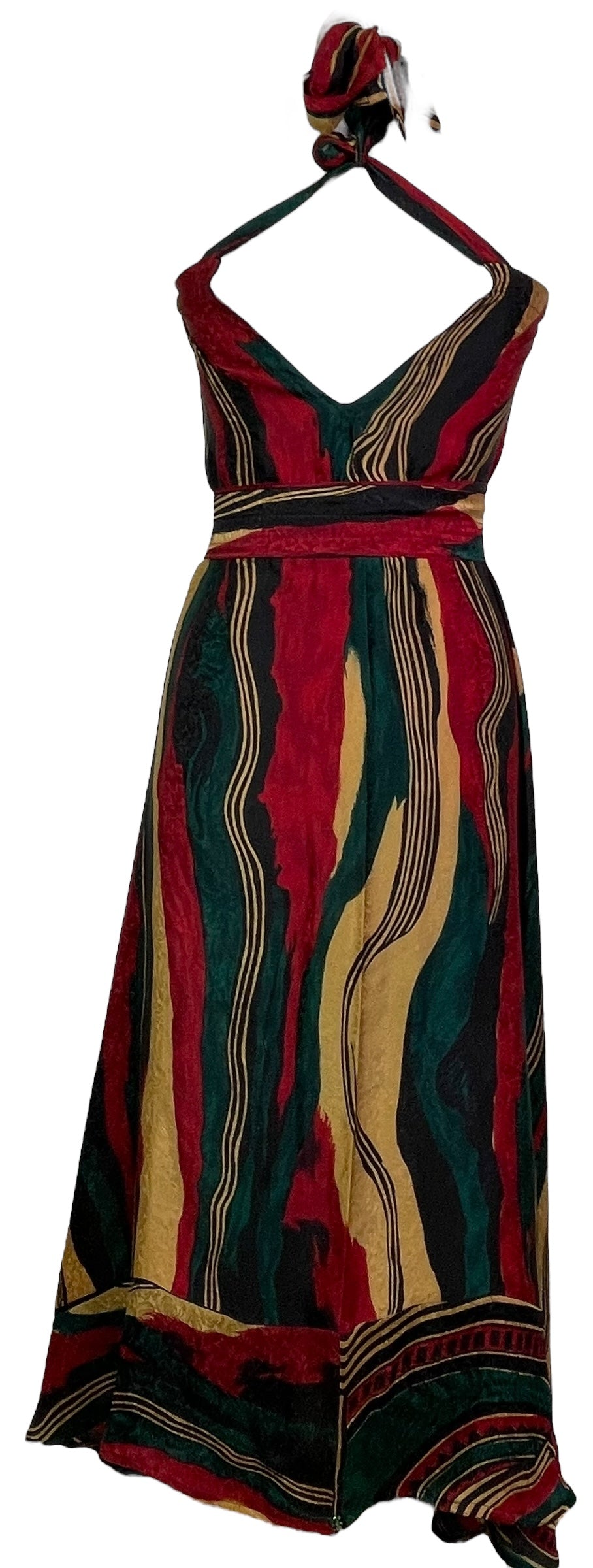 PRC7762 Robe longue en pure soie Avatar avec ceinture