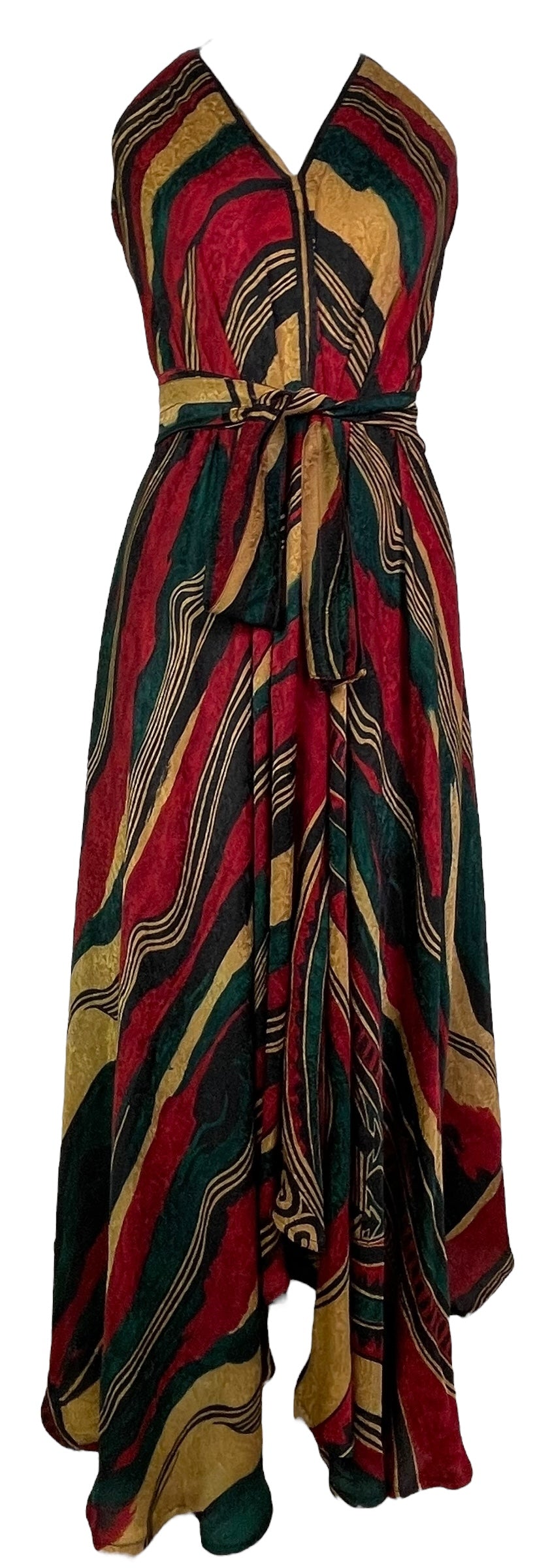 PRC7762 Robe longue en pure soie Avatar avec ceinture