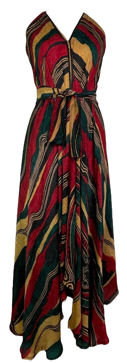 PRC7762 Robe longue en pure soie Avatar avec ceinture
