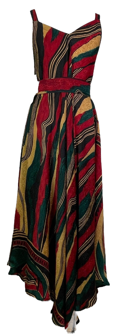 PRC7762 Robe longue en pure soie Avatar avec ceinture