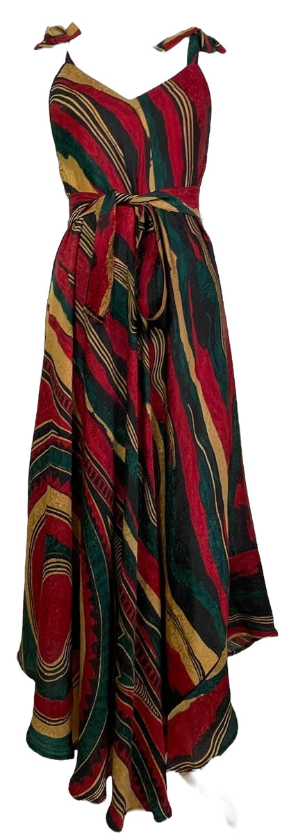 PRC7762 Robe longue en pure soie Avatar avec ceinture