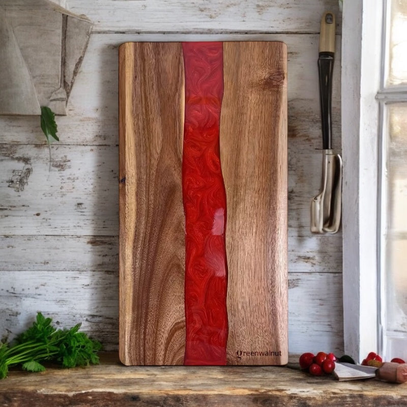 Grande planche à découper en résine et acacia | Planche de charcuterie | Planche de fromages