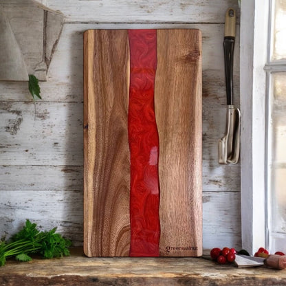 Grande planche à découper en résine et acacia | Planche de charcuterie | Planche de fromages