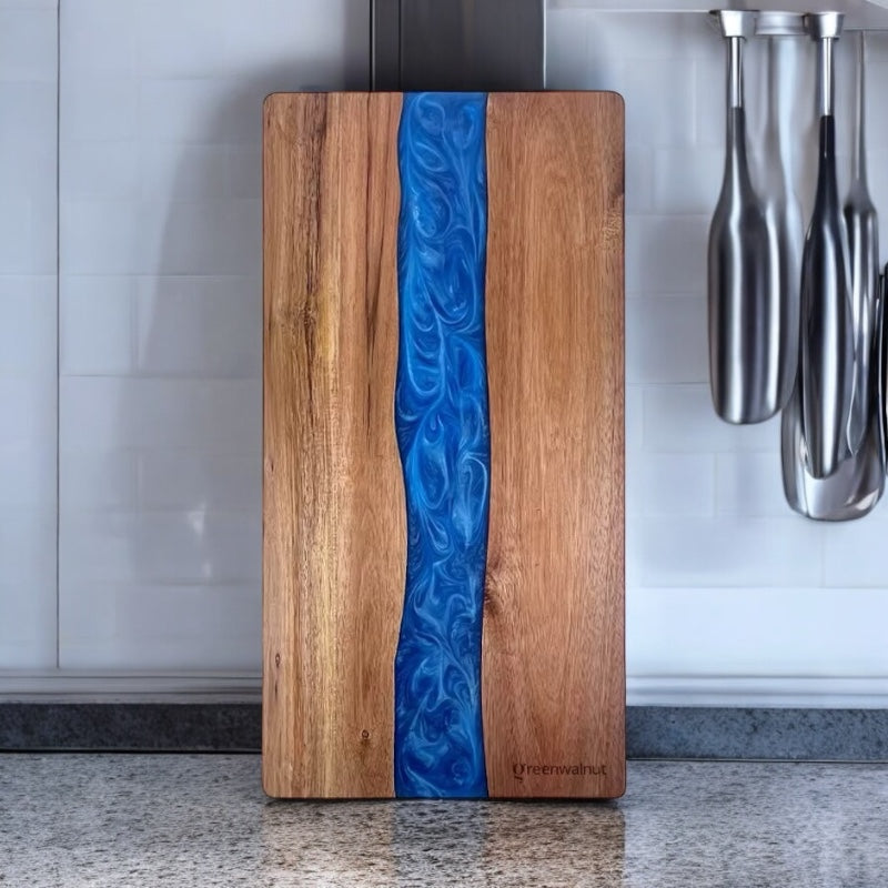 Grande planche à découper en résine et acacia | Planche de charcuterie | Planche de fromages
