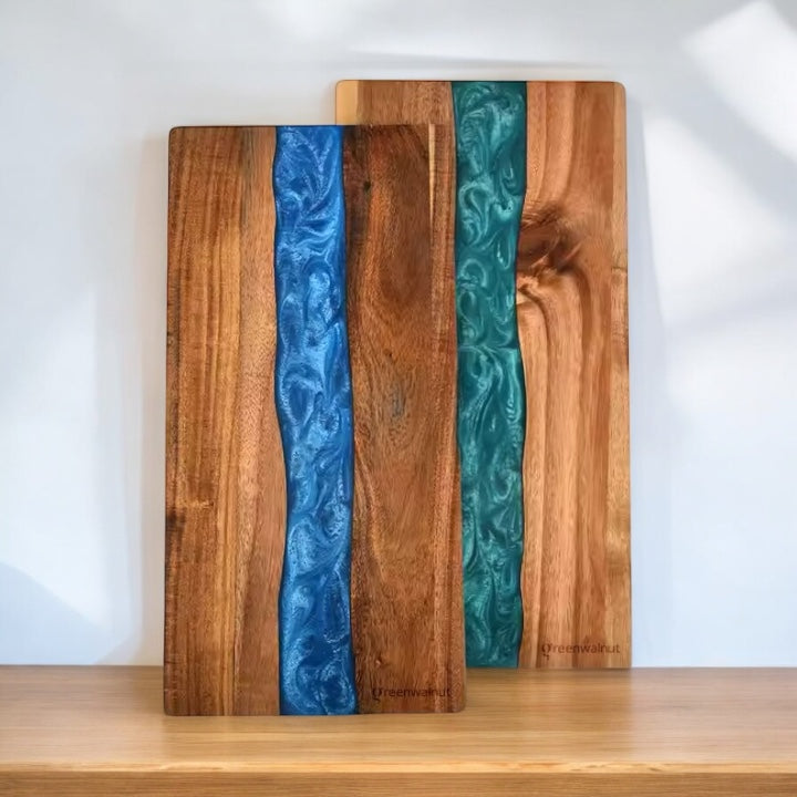 Grande planche à découper en résine et acacia | Planche de charcuterie | Planche de fromages