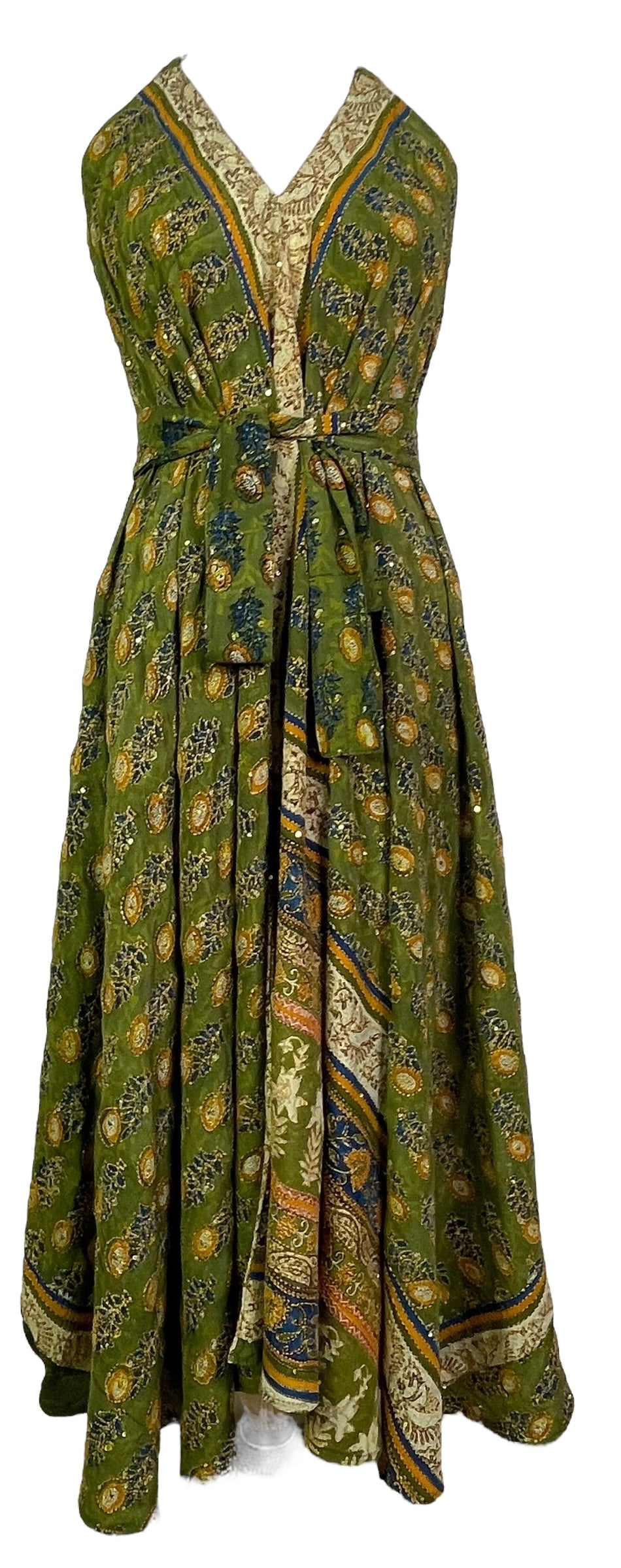 PRC7759 Robe longue en pure soie Avatar avec ceinture