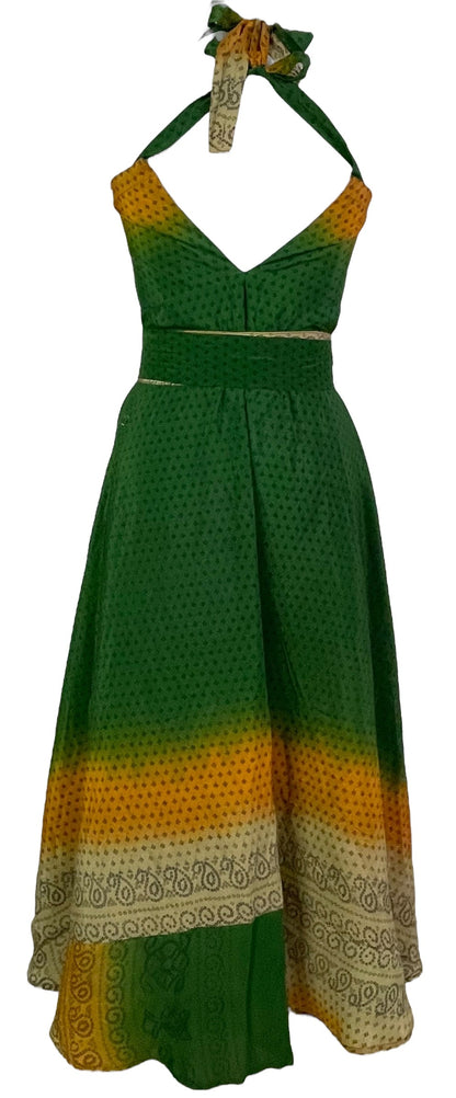 PRC7667 Robe longue Avatar en pure soie avec ceinture