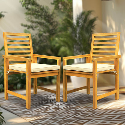 Chaises d'extérieur Tranquillo Solara en bois d'acacia (lot de 2) avec coussins