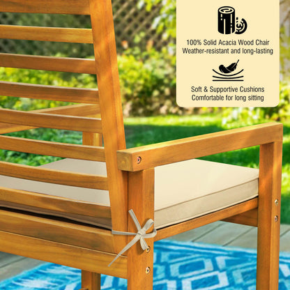 Chaises d'extérieur Tranquillo Solara en bois d'acacia (lot de 2) avec coussins